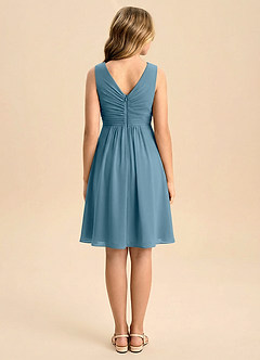 Azazie Skyla Junior A-linja Pliseerattu Sifonki Mini Nuorempi morsiusneito Pukeutua image2