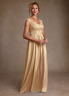 Azazie Amethyst Mother of the Bride Dresses Champagne A-Line Lace Dress image5