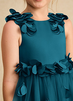 Azazie Atta Jurken voor bloemenmeisjes A-Lijn Jurk van Tule One-Shoulder Inkt Blauw image5