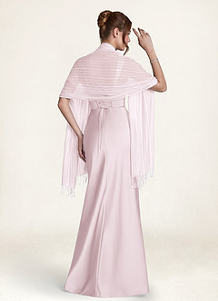 front Azazie Striped Sheer Tassel Shawl