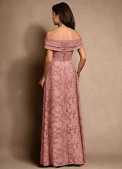 Azazie New Britain Mère de la mariée Robes Robe Trapèze en Blumen-Burnout Plissée Rosette image3