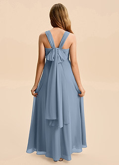Azazie Quin Junior Dusty Blue A-Line Pleated Chiffon Dress image5