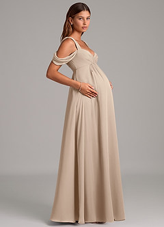 Azazie Rhea Zwangerschaps Bruidsmeisjekleding A-Lijn Geplooid Chiffon Vloerlengte Jurk image6