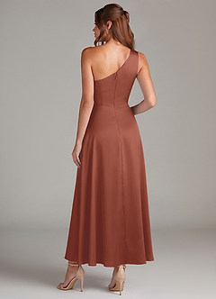 Azazie Brooke Suknie dla druhen Linia A Jedno ramię Satyna elastyczna Długość kostki Sukienka image7