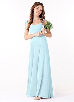 Azazie Rosey Junior Cloud Blue A-Line Sweetheart Neckline Chiffon Dress image1