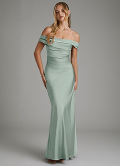 Azazie Hayden Bridesmaid Dresses Agave Mermaid Corset Stretch Satin Dress image5