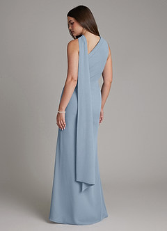 Azazie Zhanna Bridesmaid Dresses Dusty Blue Mermaid One Shoulder Chiffon Dress image2