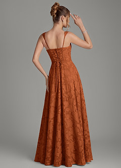 Azazie Azaria Robes de demoiselle d'honneur Robe Trapèze en Blumen-Burnout Corset Orange Brûlée image5