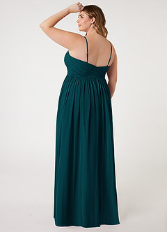 Azazie Alia Bridesmaid Dresses Pine A-Line Pleated Chiffon Dress image9