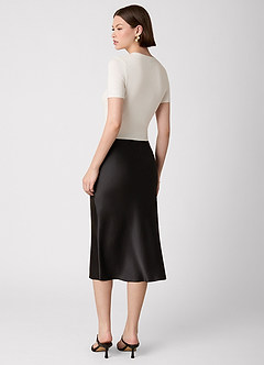 front Anjani 100% Washable Silk Midi Skirt