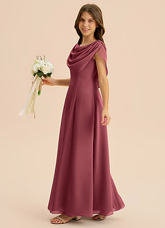 Azazie Lambie Junior Merlot A-Line Pleated Chiffon Dress image4