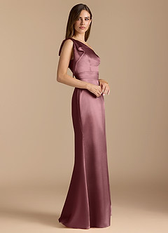 Azazie Rinna Bridesmaid Dresses Vintage Mauve Mermaid Ruched Metallic Satin Dress image3