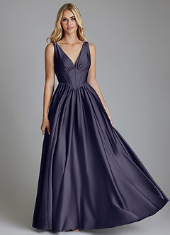 Azazie Delmie Bridesmaid Dresses Stormy A-Line Corset Stretch Satin Dress image1