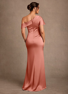 Azazie Rutha Kleider für die Brautmutter Etui One-Shoulder Stretch-Satin Kleid Lachsrosa image2