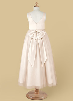 Azazie Marybell Flower Girl Dresses White Alabaster A-Line Bow Tulle Dress image10