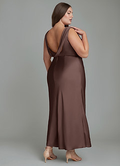 Azazie Kieryn Robes de demoiselle d'honneur Robe Sirène en Satin extensible Plissé Ganache image7