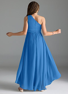 Azazie Mathilda Junior Blue Jay A-Line Pleated Chiffon Dress image2