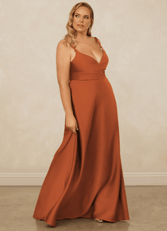 Christian Siriano Bridal for Azazie 1001 Robes de demoiselle d'honneur Robe Trapèze en Satin extensible Encolure en Forme de Cœur Cannelle image14