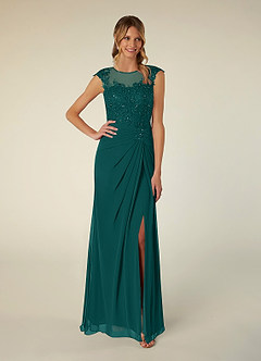 Azazie Libby Mother of the Bride Dresses Peacock A-Line Scoop Sequins Chiffon Dress image1