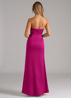 Azazie Johana Bridesmaid Dresses Fuchsia Mermaid Off the Shoulder Stretch Satin Convertible Dress image7
