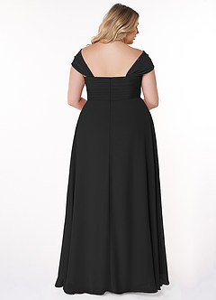 Azazie Kaitlynn Final Sale Black Empire Ruched Chiffon Convertible Dress image9