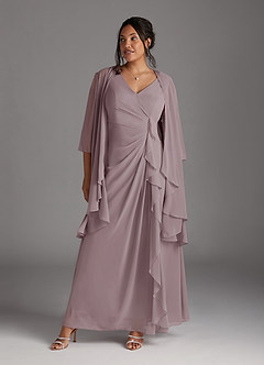 Azazie Manuella Abiti per la Madre della Sposa Abito A-Line in Chiffon con Scollo a V a Pieghe Dusk image10