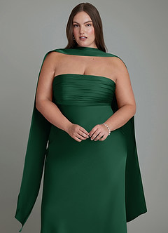 Azazie Saylor Jurken voor bruidsmeisjes Jurk van Stretch Satijn met Zeemeermin Strapless Donkergroen image18