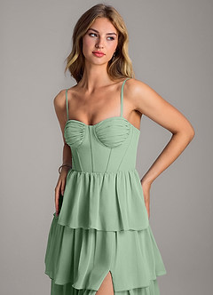 Azazie Alanna Jurken voor bruidsmeisjes Jurk van Chiffon met A-Lijn Sweetheart Halslijn Matcha image2