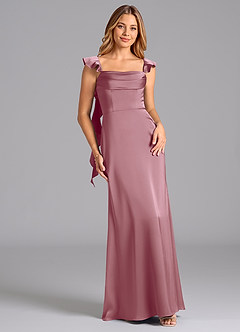 Azazie Adi Bridesmaid Dresses Vintage Mauve A-Line Pleated Stretch Satin Dress image1