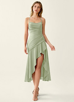 Heloise Light Green Satin Lace Up Back Maxi Dress image4