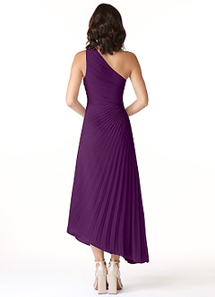 Azazie Kirra Bridesmaid Dresses Grape A-Line One Shoulder Chiffon Dress image2