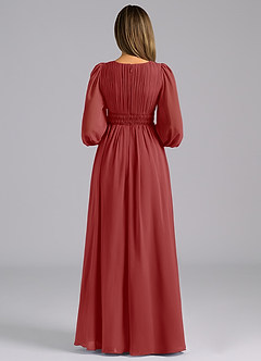 Azazie Palerma Jurken voor bruidsmeisjes Jurk van Chiffon met A-Lijn Lange mouw Roest image2