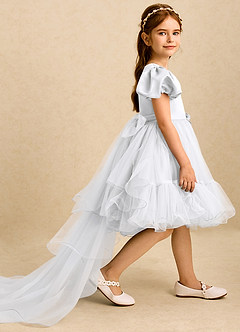 Azazie Cocoa Blumenmädchenkleider Ballkleid Plissee Tüll Kleid Weiß image4