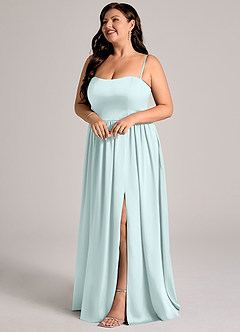 Azazie Calianna Bridesmaid Dresses Sea Glass A-Line Off the Shoulder Stretch Satin Convertible Dress image15
