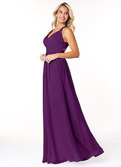 Azazie Ashia Bridesmaid Dresses Grape A-Line Pleated Chiffon Dress image3