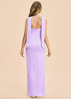 Azazie Calandra Junior Lilac Sheath Pleated Stretch Satin Dress image2