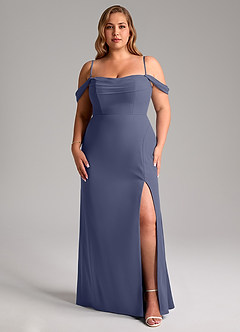 Azazie Saige Brautjungfernkleider Wandelbar A-Linie Schulterfrei Chiffon Kleid Sturm image14