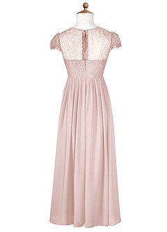 Azazie Delevingne Junior Vestido de Rosa Rubor de Gasa de Corte En A con Encaje image7