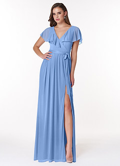 Azazie Jael Bridesmaid Dresses A-Line V-Neck Mesh Floor-Length Dress image5