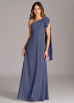 Azazie Tella Bridesmaid Dresses Stormy A-Line One Shoulder Chiffon Dress image2