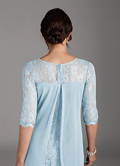 Azazie Flo Mother of the Bride Dresses Sky Blue A-Line Lace Chiffon Dress image5