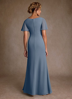 Azazie Suffolk Mère de la mariée Robes Robe Trapèze en Mousseline de soie Plissée Violet Crépusculaire image3