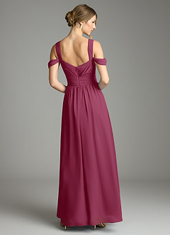 Azazie Lianne Bridesmaid Dresses Mulberry A-Line Off the Shoulder Chiffon Dress image7