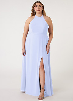 Azazie Clarice Bridesmaid Dresses Lavender A-Line Halter Chiffon Dress image8