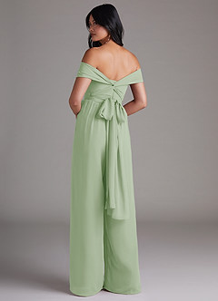 Azazie Lamara Bridesmaid Dresses Dusty Sage Off the Shoulder Chiffon Convertible Jumpsuit image5