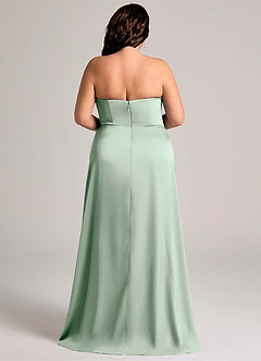 Azazie Wren Bridesmaid Dresses Agave A-Line Strapless Stretch Satin Convertible Dress image9