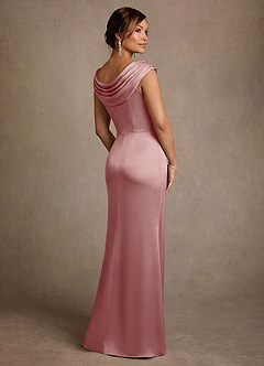 Azazie Irvine Kleider für die Brautmutter A-Linie Plissee Stretch-Satin Kleid Altrosa image2