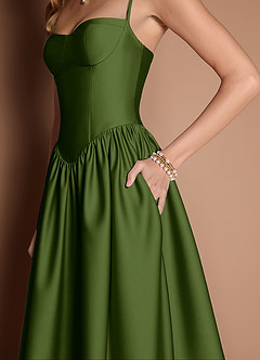 Robe Mi-Longue Olive Verte Ottilie image5