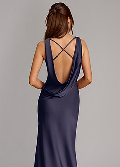 Azazie Cheryl Bridesmaid Dresses Stormy Mermaid Stretch Satin Dress image2