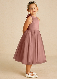 Azazie Dora Flower Girl Dresses Cedar Rose A-Line Bow Tulle Dress image3